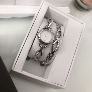 Silver Watch and Bracelet